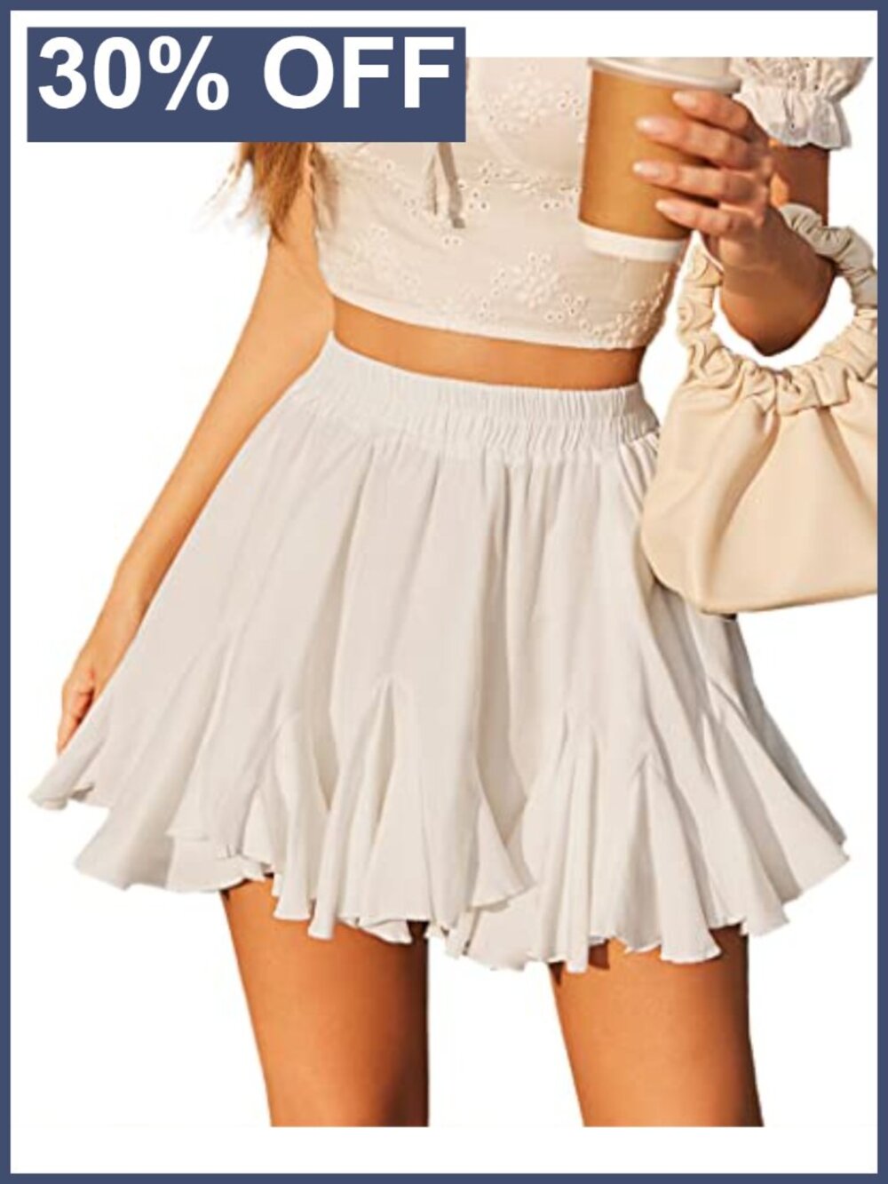 Pleated Mini Skirt Ruffle Flowy A-Line Tennis Skirt Rave Outfit